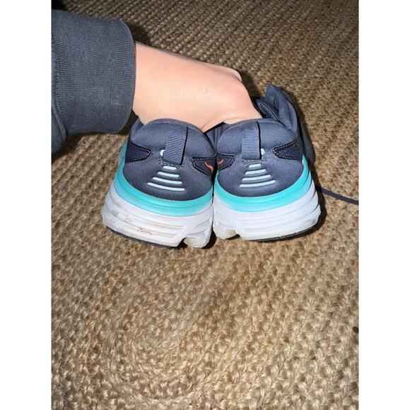 Hoka Bondi 8 running shoe in a blue and orange men’s size 9 - Picture 3 of 6